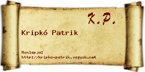 Kripkó Patrik névjegykártya