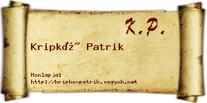 Kripkó Patrik névjegykártya